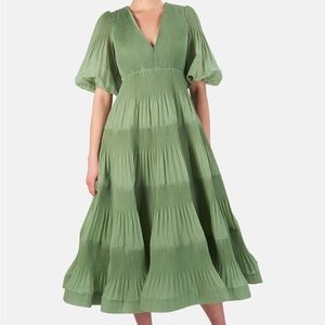 Zimmerman pleated fern midi dress